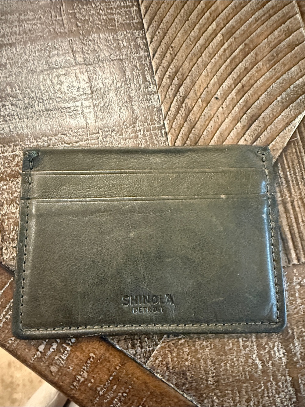 Shinola Green Leather Card Holder - Men's Slim Wallet